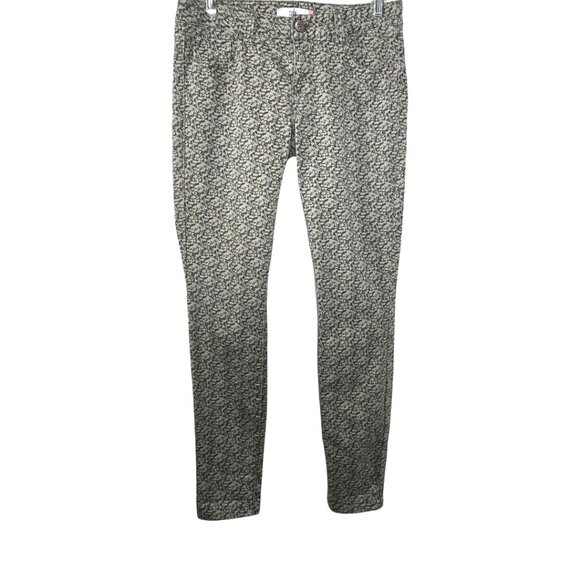 Cabi Jeans Size 4 Skinny Stretch Ditsy Olive Green Printed Denim Pants Casual - Picture 1 of 12